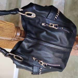 B.makowsky Black Leather Tote Bag